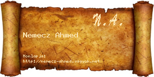 Nemecz Ahmed névjegykártya